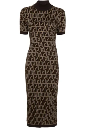 Fendi Vestido midi con motivo FF en jacquard