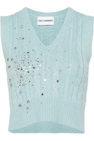 Des Phemmes Top con apliques de strass