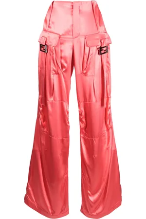 Fendi Pantalones cargo con diseño ancho y satinado