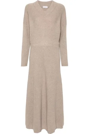 Brunello Cucinelli Vestido largo tejido de canalé
