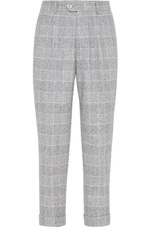 Brunello Cucinelli Pantalones tapered con motivo de cuadros príncipe de Gales