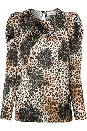 NISSA Blusa con estampado de leopardo