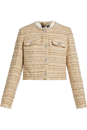 VERSACE Chamarra de tweed con detalles de cristal