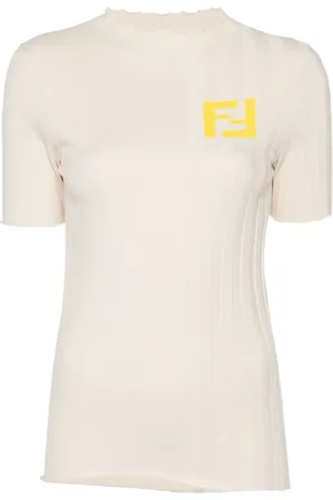 Fendi Suéter tejido de canalé con logo FF en jacquard