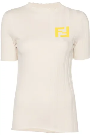 Fendi Suéter tejido de canalé con logo FF en jacquard