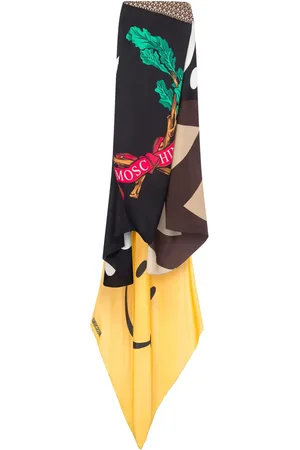Moschino Falda de seda asimétrica con varios estampados