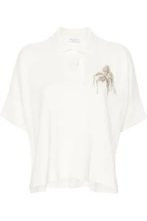 Brunello Cucinelli Playera tipo polo con cadena Monili