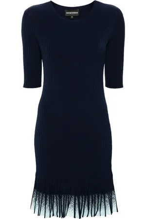 Emporio Armani Vestido de seda corto plisado