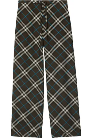 Burberry Pantalones de seda con cuadros estampados