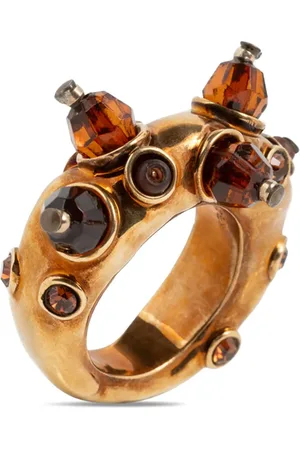 DRIES VAN NOTEN Anillo en latón con detalle de piedra