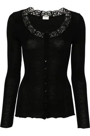 Saint Laurent Cárdigan con detalle de encaje