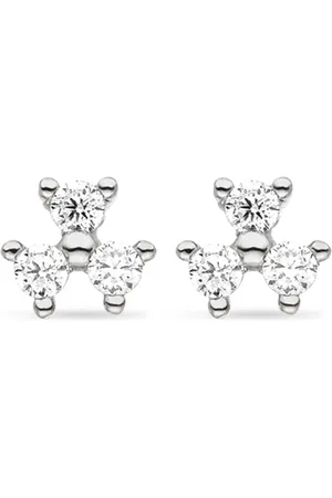 VEYNOU Aretes Fleur en oro blanco de 14kt con diamante