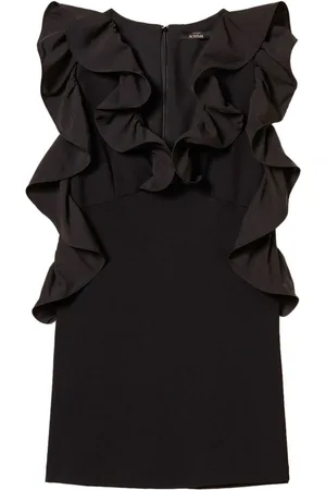 Twin-Set Vestido corto con volantes y cuello en V