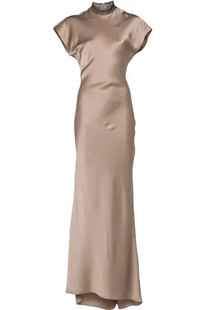Brunello Cucinelli Vestido largo con detalle de cadena Monili