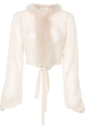 BLUMARINE Blusa con ribete de plumas