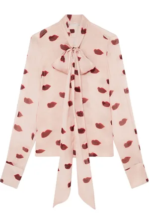 Stella McCartney Blusa de seda con labios estampados