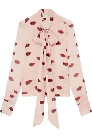 Stella McCartney Blusa de seda con labios estampados