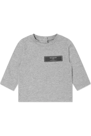 Balmain Playera manga larga con aplique del logo