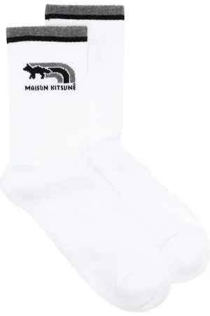 Maison Kitsuné Calcetines tejidos con logo en intarsia