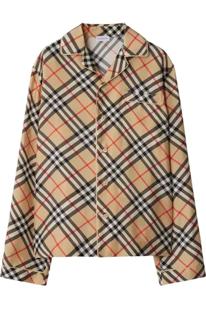 Burberry Top de pijama de seda con motivo Vintage Check