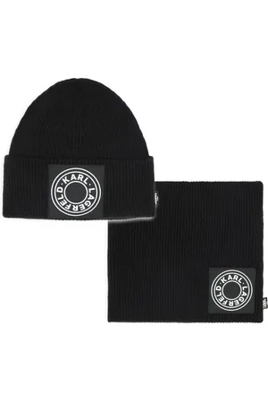 Karl Lagerfeld Set de gorro y cuello con parche del logo