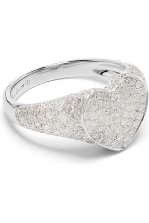 YVONNE LÉON Anillo Chevalière en oro blanco de 9kt con diamantes