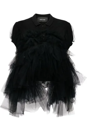 Simone Rocha Playera tipo polo con mangas farol