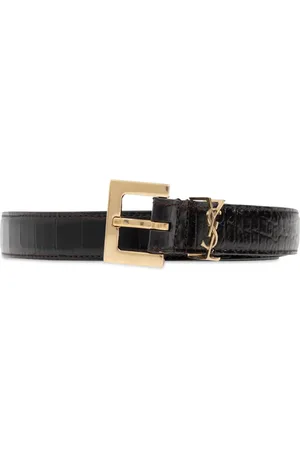 Saint Laurent Cinturón con efecto de piel de cocodrilo