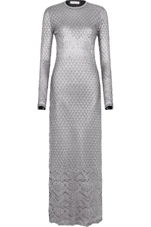 Paco rabanne Vestido largo tejido metalizado