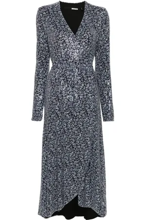 ROTATE Vestido midi con diseño cruzado y lentejuelas