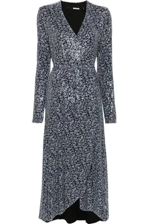 ROTATE Vestido midi con diseño cruzado y lentejuelas