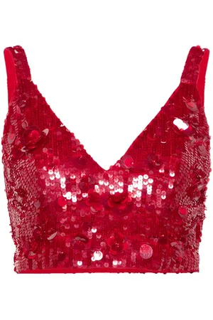 P.A.R.O.S.H. Top corto bordado con lentejuelas