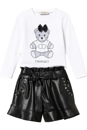 Twin-Set Shorts y playera con volantes y logo estampado