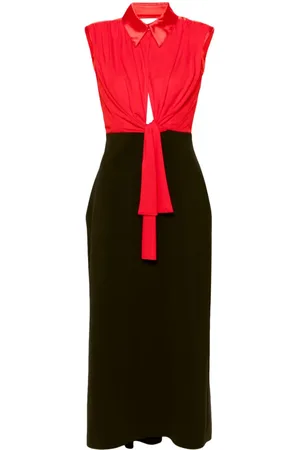 DEL CORE Vestido midi con cuello drapeado