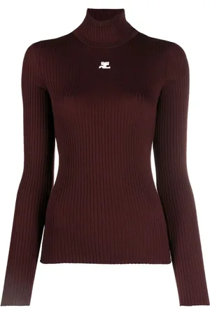 Courrèges Suéter de canalé con logo estampado