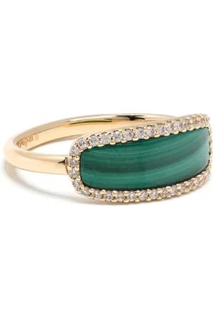 APM Monaco Anillo bañado en oro de 18kt con malaquita