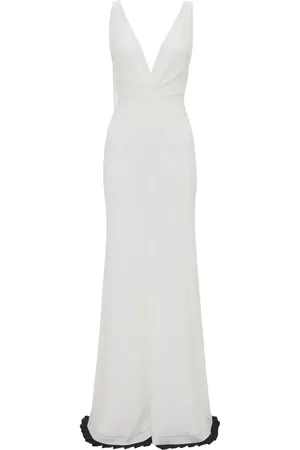 Victoria Beckham Vestido de fiesta con cuello en V y detalle fruncido