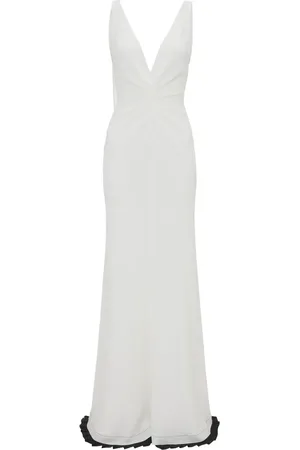 Victoria Beckham Vestido de fiesta con cuello en V y detalle fruncido