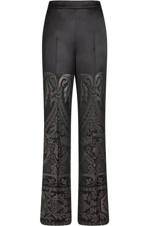 Etro Pantalones palazzo de seda en jacquard