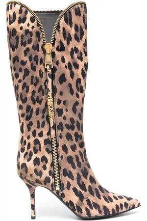 Moschino Botas con estampado de leopardo y tacón de 85mm