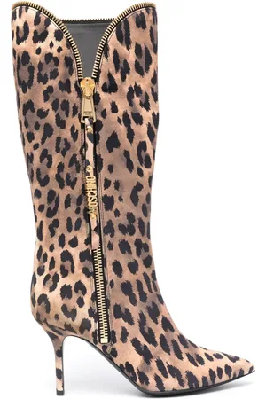 Moschino Botas con estampado de leopardo y tacón de 85mm