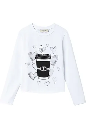 Twin-Set Playera con estampado gráfico y detalles de strass
