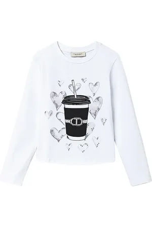 Twin-Set Playera con estampado gráfico y detalles de strass