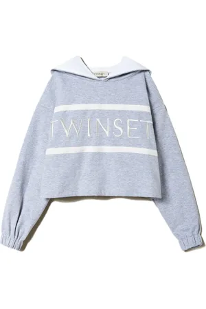Twin-Set Hoodie corta con logo bordado