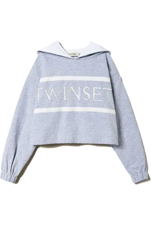 Twin-Set Hoodie corta con logo bordado