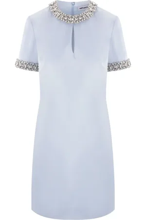 Self-Portrait Vestido corto satinado con detalles de cristal