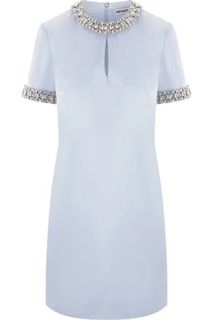 Self-Portrait Vestido corto satinado con detalles de cristal