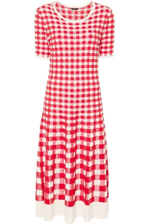Joseph Vestido midi con motivo de cuadros gingham