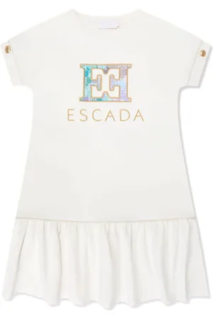 Escada Vestido con peplum y logo bordado