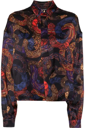 Roberto Cavalli Camisa con botones y estampado de serpiente